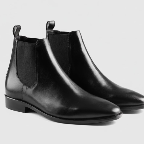 Handmade Black Leather Chelsea Boots – Mens Slip On Formal Ankle Shoes
