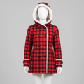 Handmade Red Plaid Coat – Sherpa Fleece Lined Winter Jacket for Women