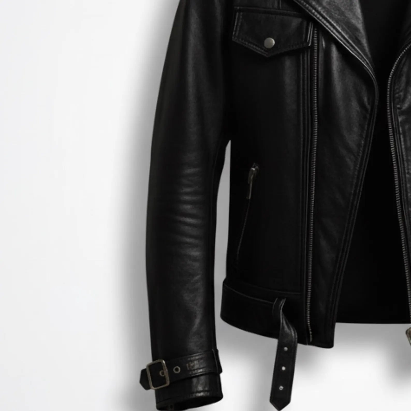 Handmade Black Leather Jacket – Men's Classic Biker Motorcycle Style