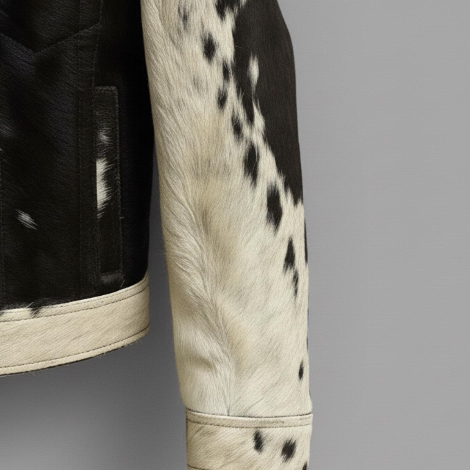 Genuine Cowhide Leather Jacket, Hair on Hide Coat, Western Cowboy Rodeo Style
