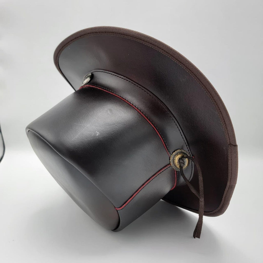Handmade Brown Leather Top Hat: Western Steampunk Concho Hat
