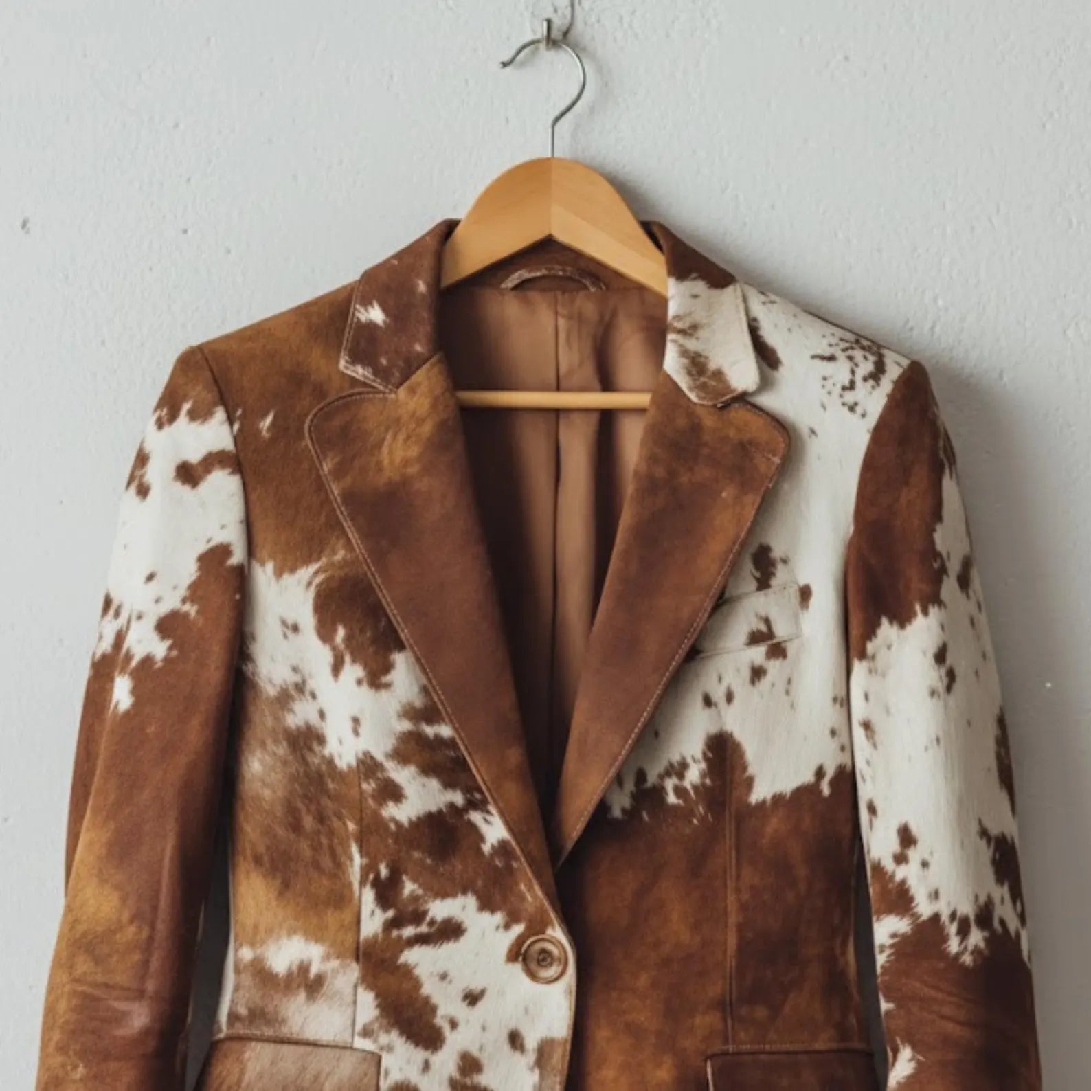 Handmade Cowhide Jacket, Brown Hair on Hide Coat, Western Rodeo Style Blazer