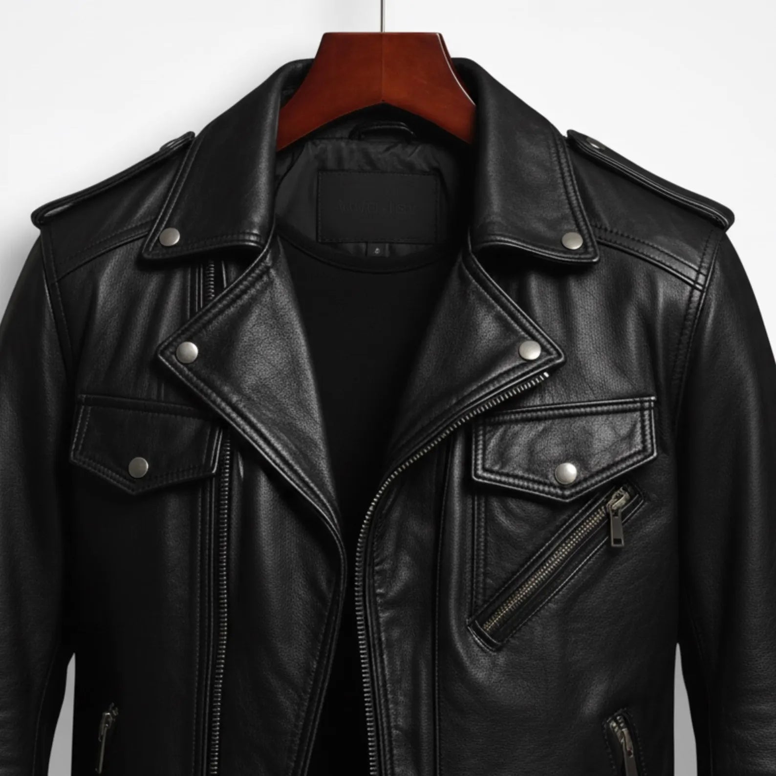 Handmade Black Leather Jacket – Men's Classic Biker Motorcycle Style