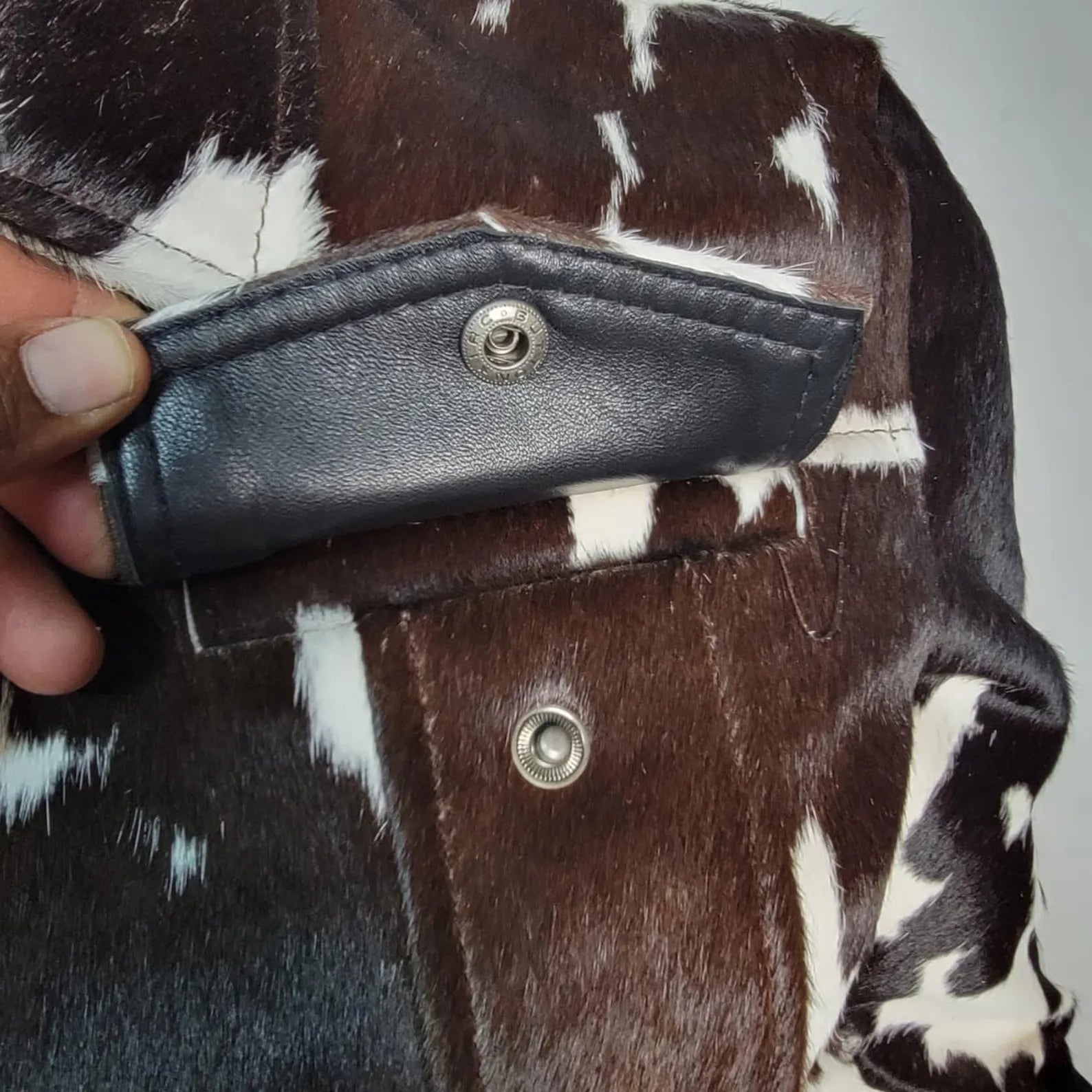 Handmade Brown Cowhide Jacket – Western Hair on Hide Leather Biker Coat for Men