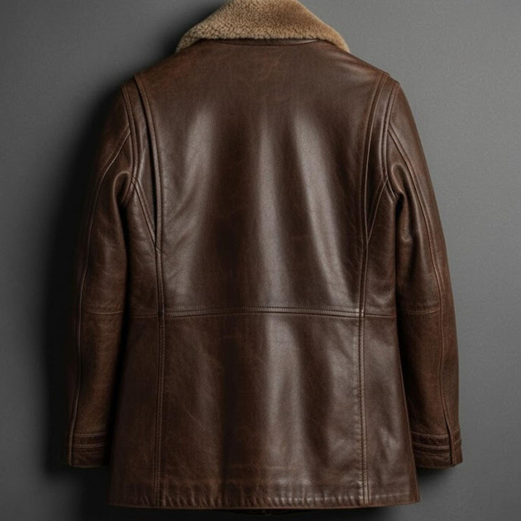 Handmade Brown Shearling Jacket – Women's Leather B3 Bomber Coat, Aviator Style Winter Gift
