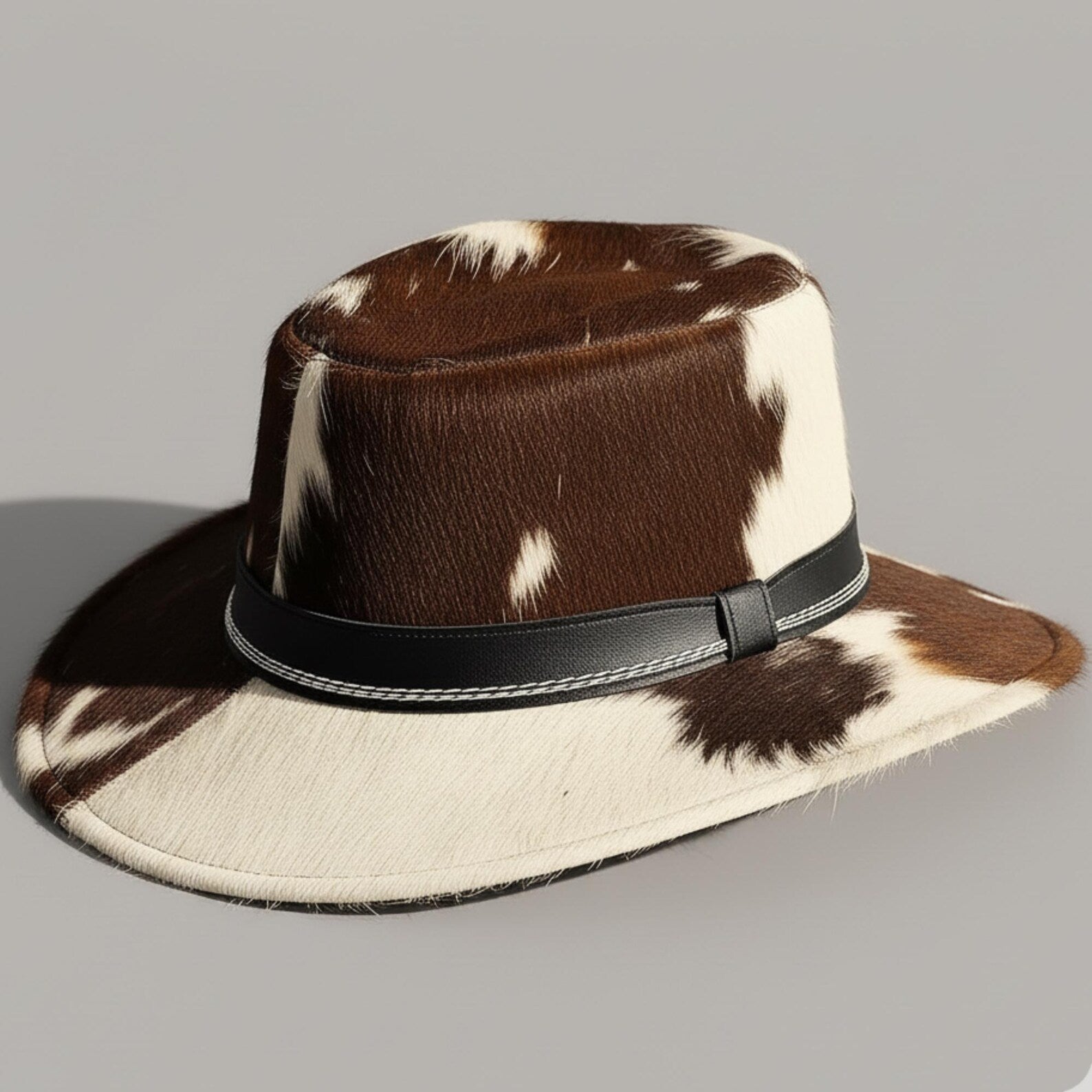 Handmade Brown Cowhide Fedora – Trendy Western Hat for Festivals