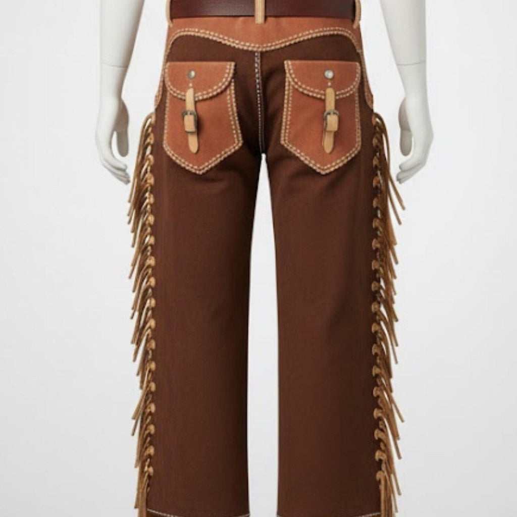 Handmade Brown Suede Leather Chaps – Western Cowboy Style for Rodeo Lovers