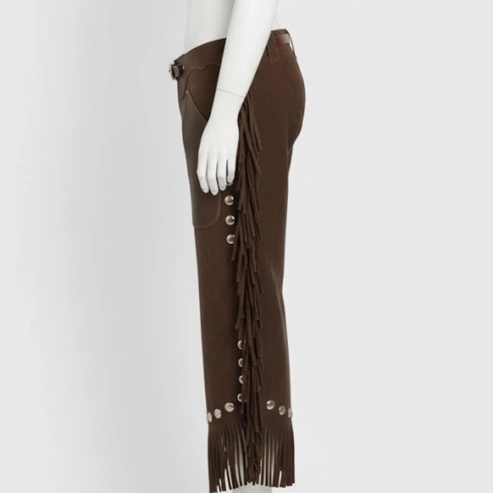 Handmade Brown Suede Leather Chaps – Western Chaps, Cowboy Biker Rodeo Gear