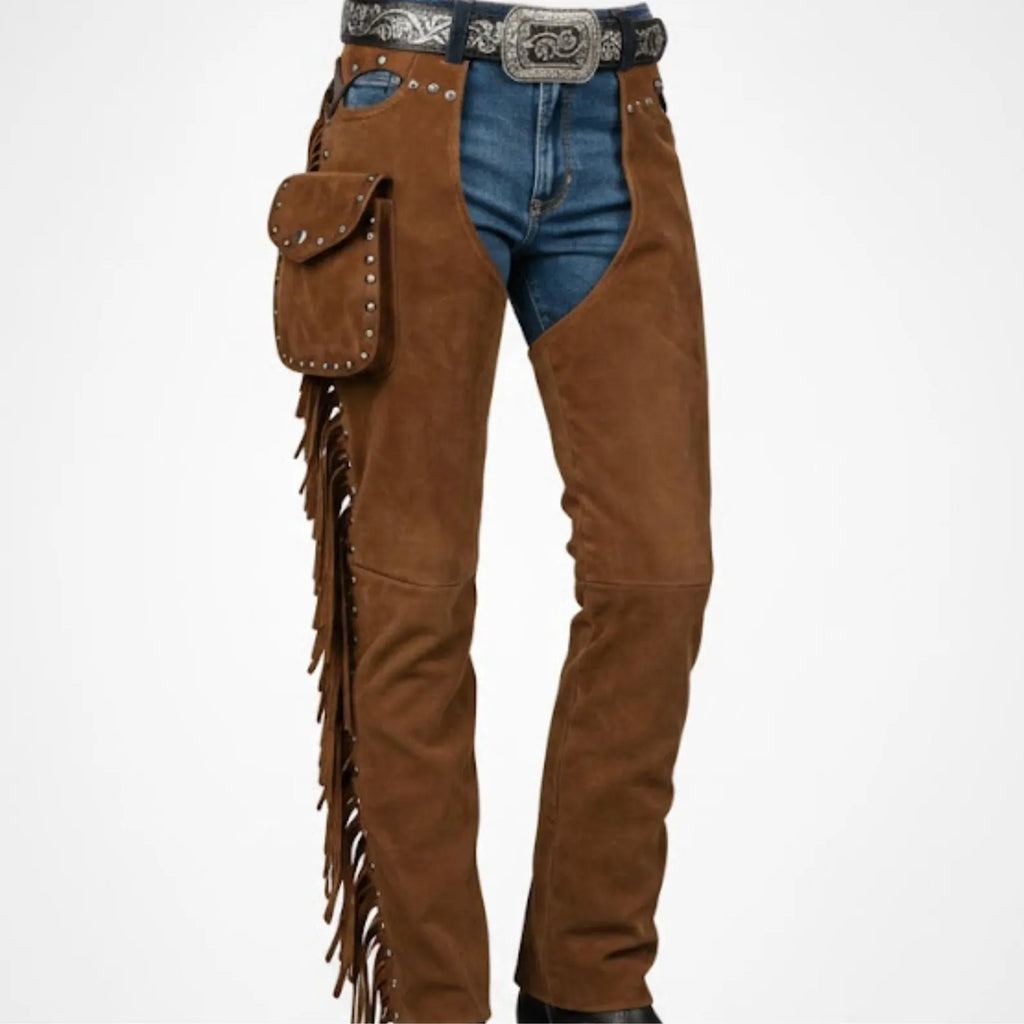 Handmade Suede Fringe Chaps, Western Cowgirl Wear for Women, Rodeo Festival Outfit