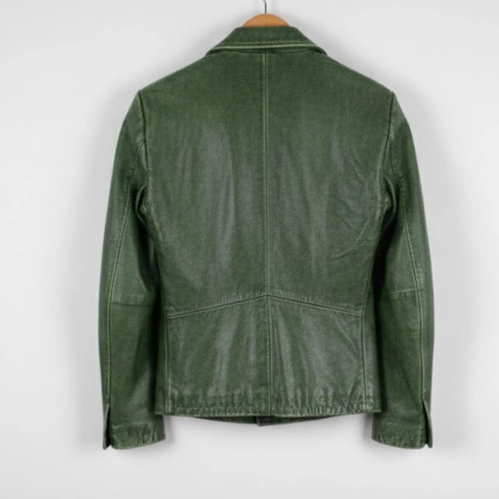 Handmade Olive Green Leather Jacket Men – Vintage Leather Coat Style