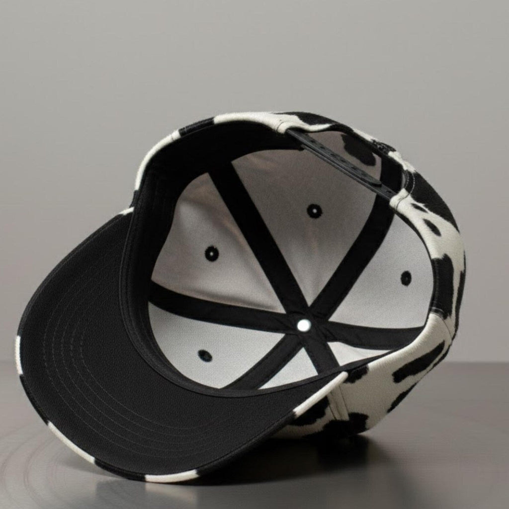 Handmade Cow Print Baseball Cap – Stylish Animal Print Hat for Women