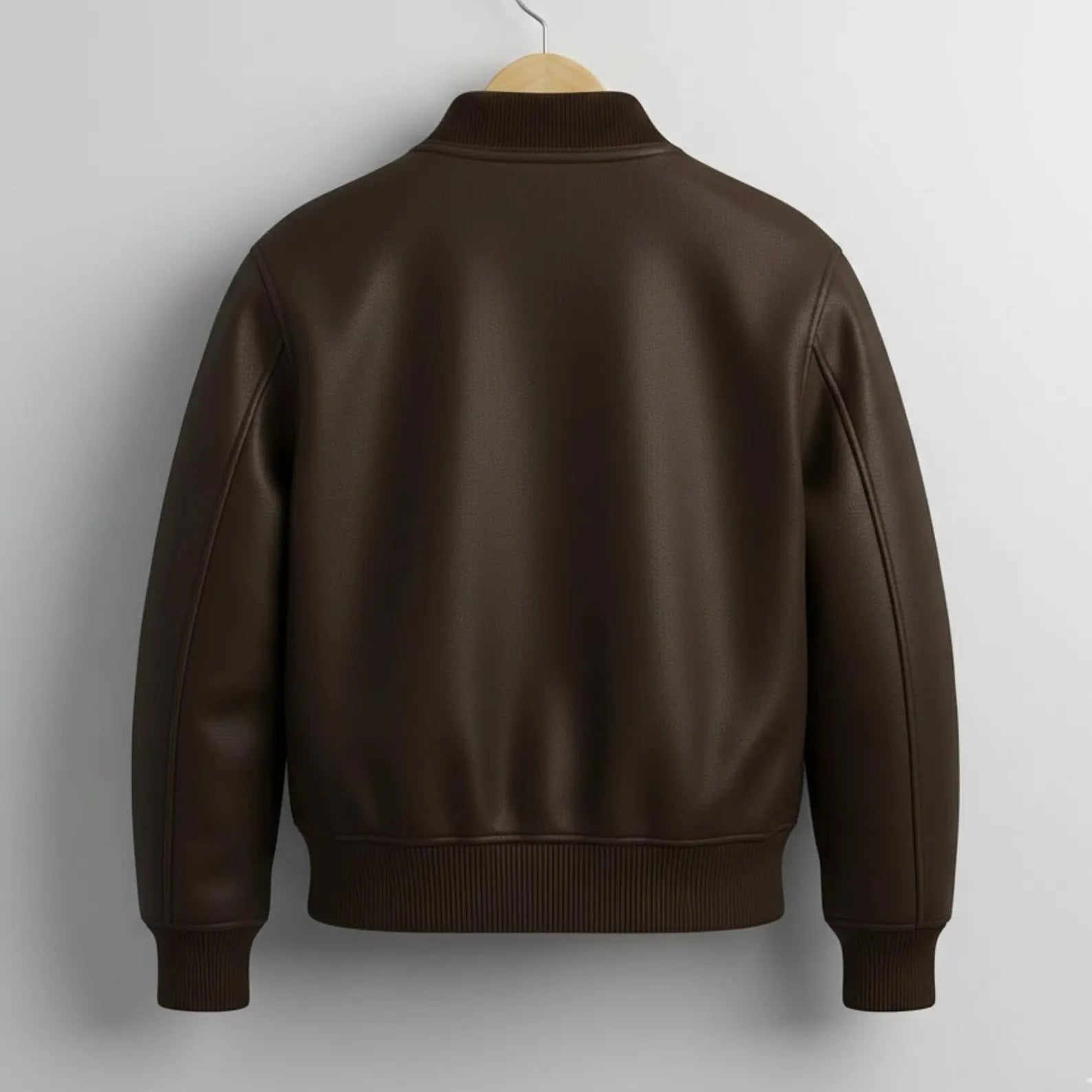 Handmade Brown Leather Bomber Jacket – Men's Casual Outerwear Gift