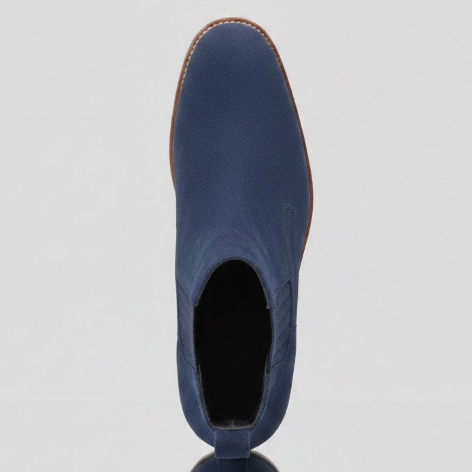 Handmade Navy Blue Suede Chelsea - Mens Suede Boots Wedding Gift