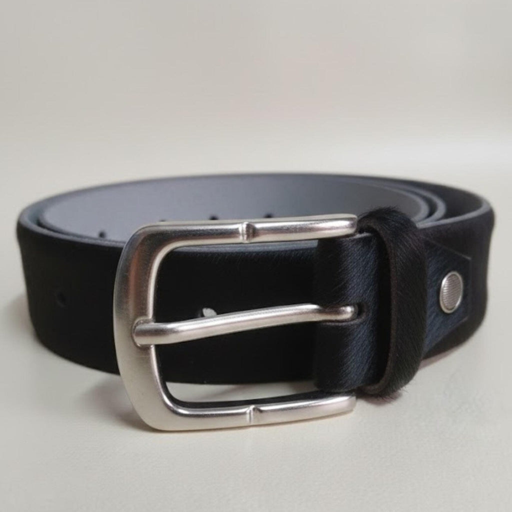 Handmade Black Cowhide Belt – Western Fashion Accessory