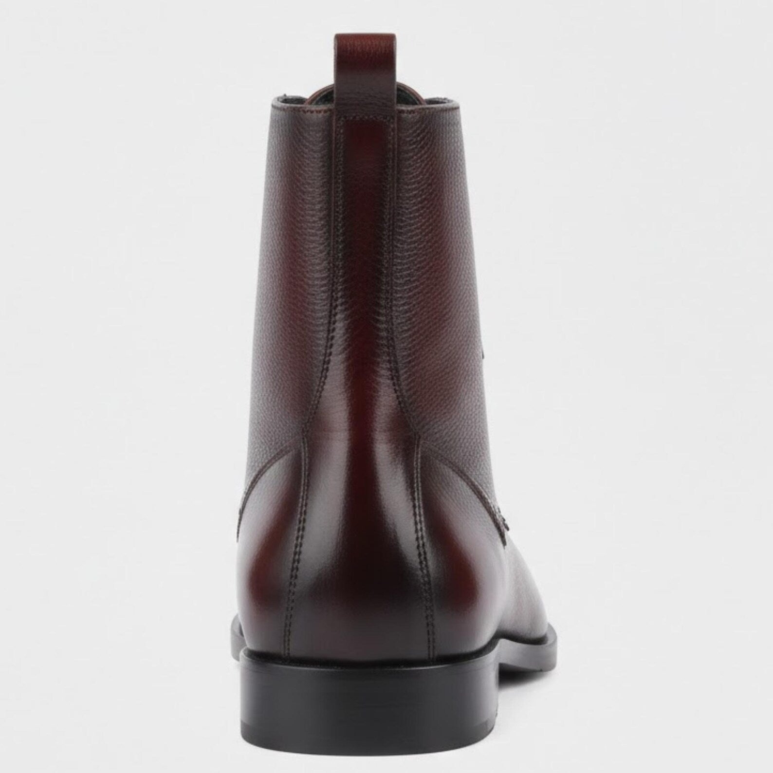 Handmade Burgundy Leather Boots – Men's Lace Up Black Burnished Boots