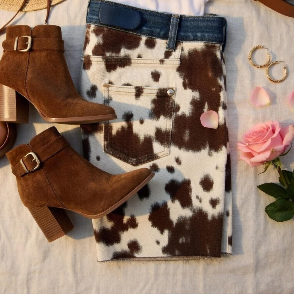Handmade Cowhide Leather Shorts Real Hair on Hide Animal Print Western Boho Festival Wear