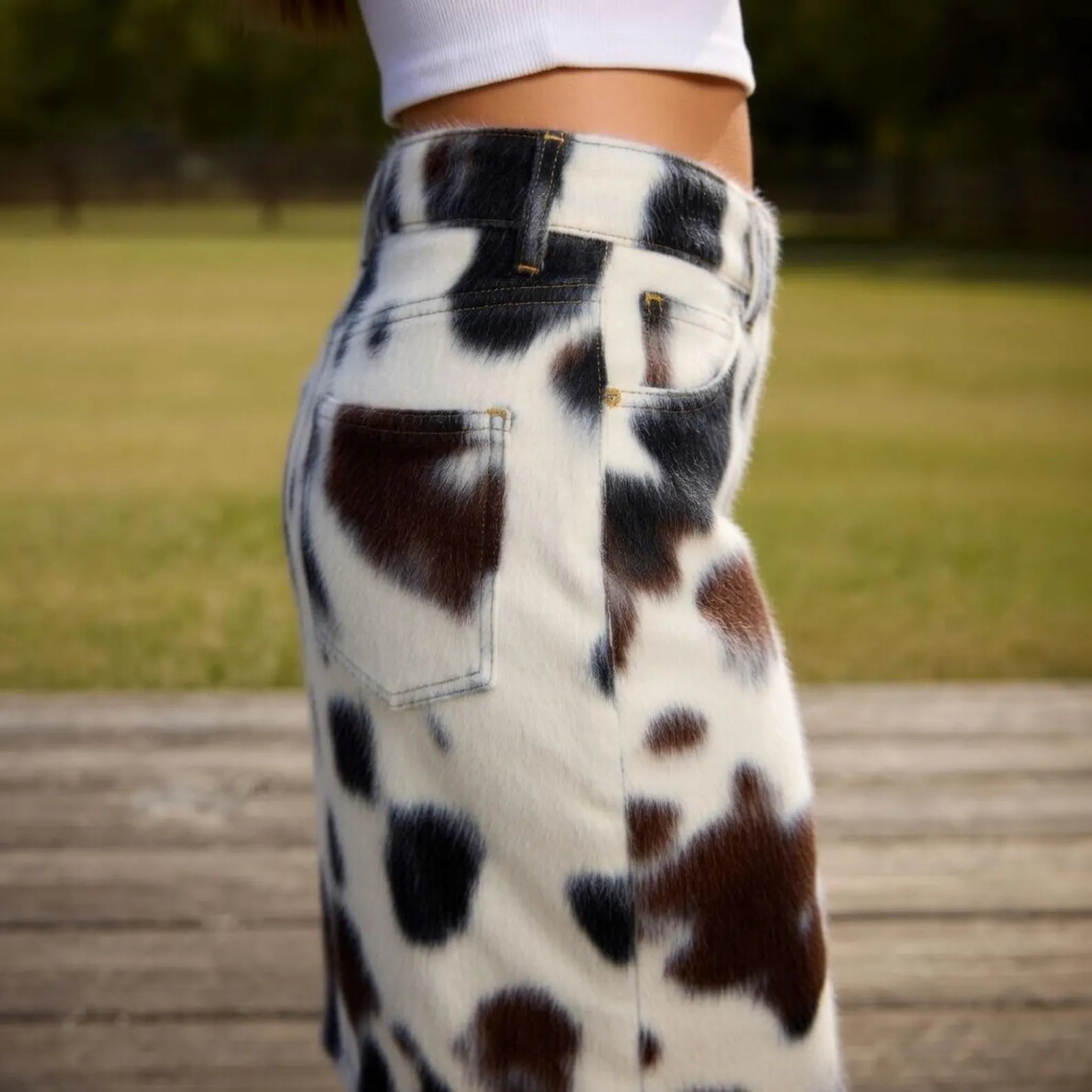 Handmade Cow Print Shorts Women Trendy Cowhide Bermuda Pants Western Cowgirl High Waisted