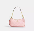 Coach Teri Shoulder Bag in Signature Canvas – Gold & Powder Pink Women's Handbag