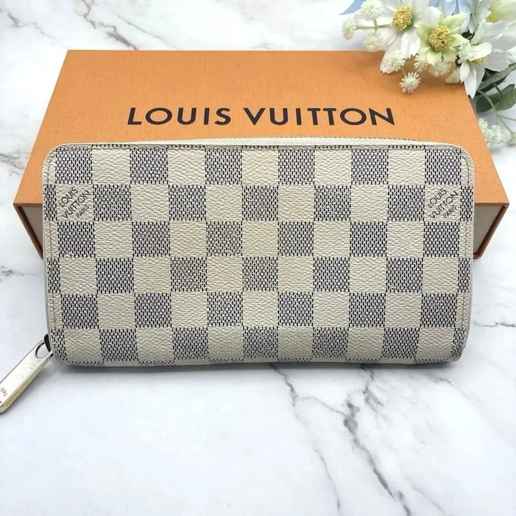Louis Vuitton Damier Azur Zippy Long Wallet Canvas