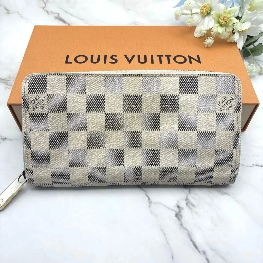 Louis Vuitton Damier Azur Zippy Long Wallet Canvas