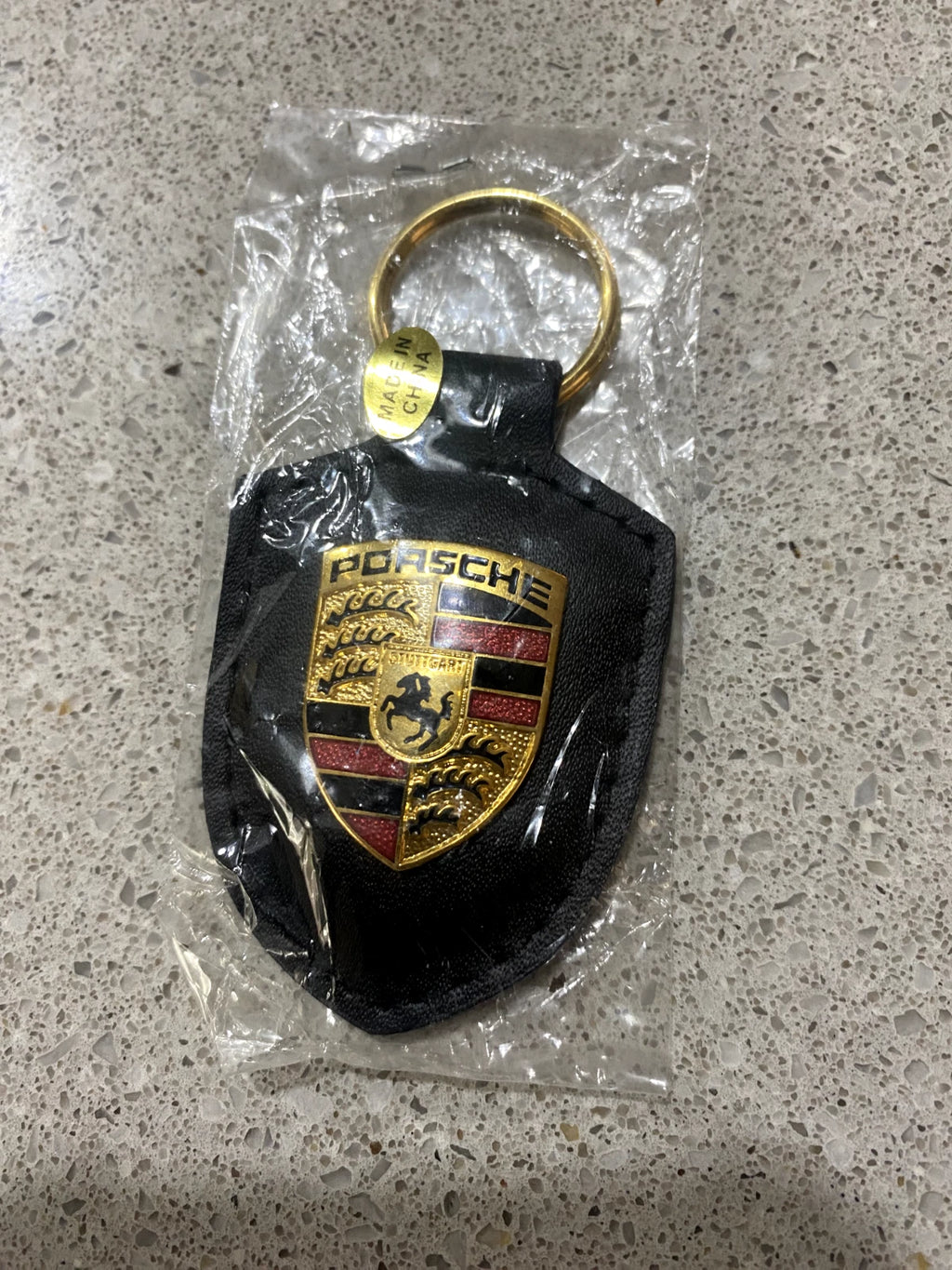 New Porsche keyring leather black